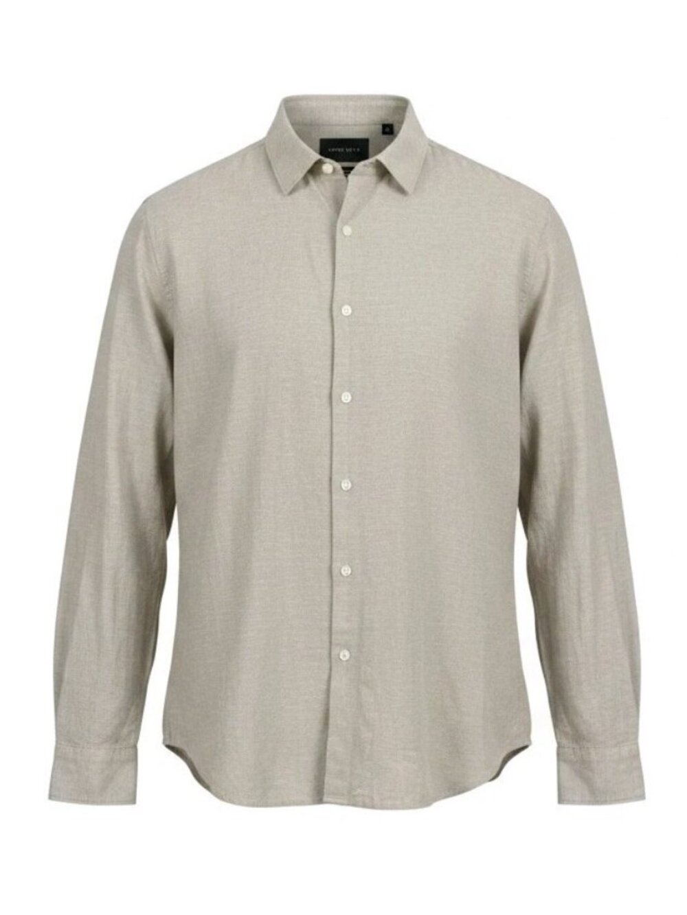 Perry Ellis Men's Linen Blend Shirt Sz LG Roll Tab Sleeve Traditional Cut Tan